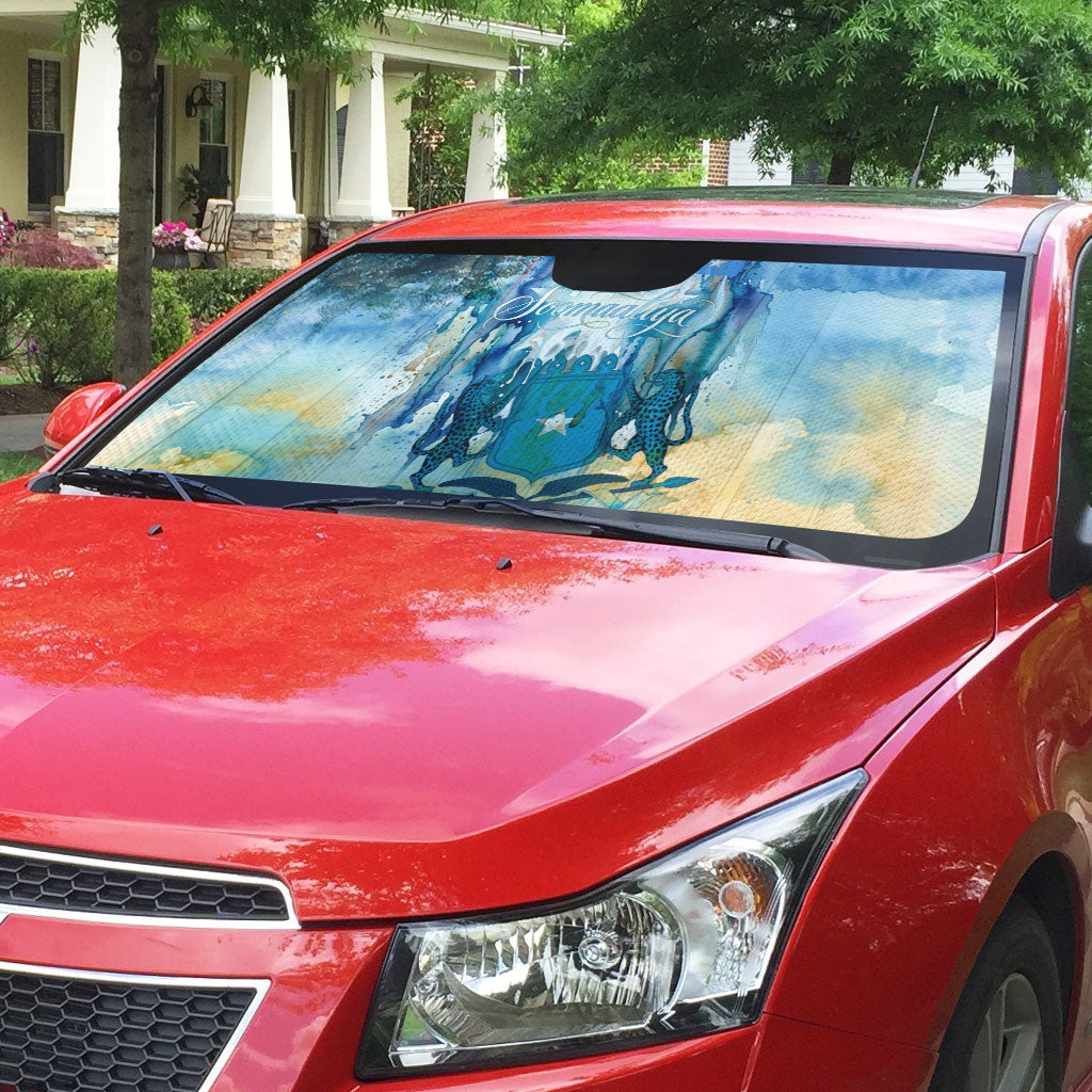 Somalia Liberation Unity Auto Sun Shade Soomaaliya Script Peace Dove Watercolor