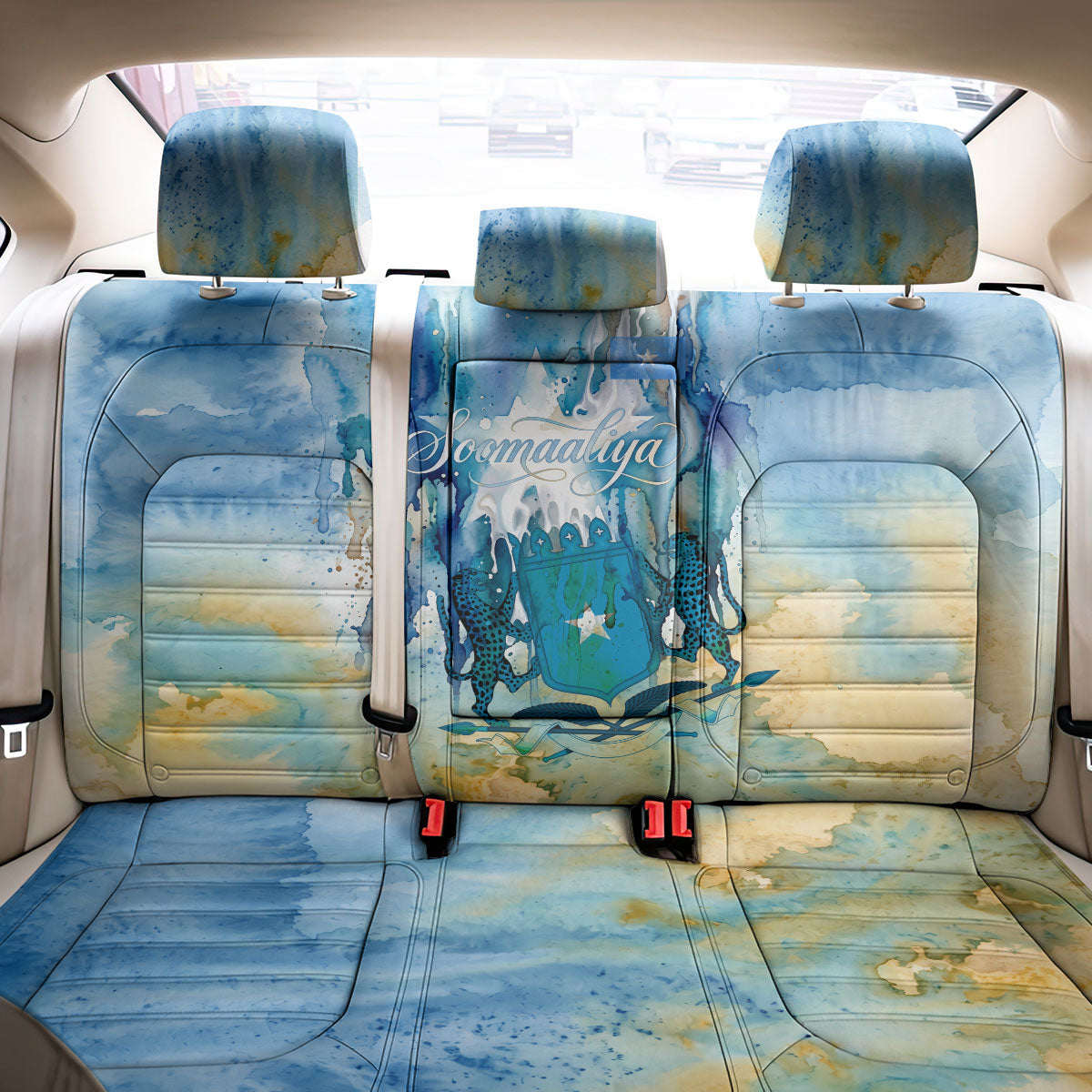 Somalia Liberation Unity Back Car Seat Cover Soomaaliya Script Peace Dove Watercolor