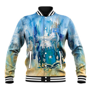Somalia Liberation Unity Baseball Jacket Soomaaliya Script Peace Dove Watercolor