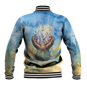 Somalia Liberation Unity Baseball Jacket Soomaaliya Script Peace Dove Watercolor
