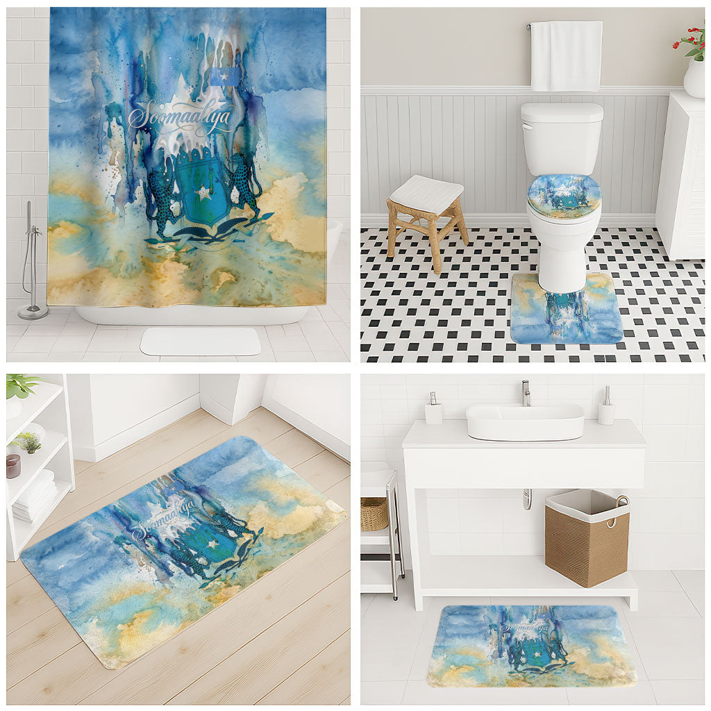 Somalia Liberation Unity Bathroom Set Soomaaliya Script Peace Dove Watercolor