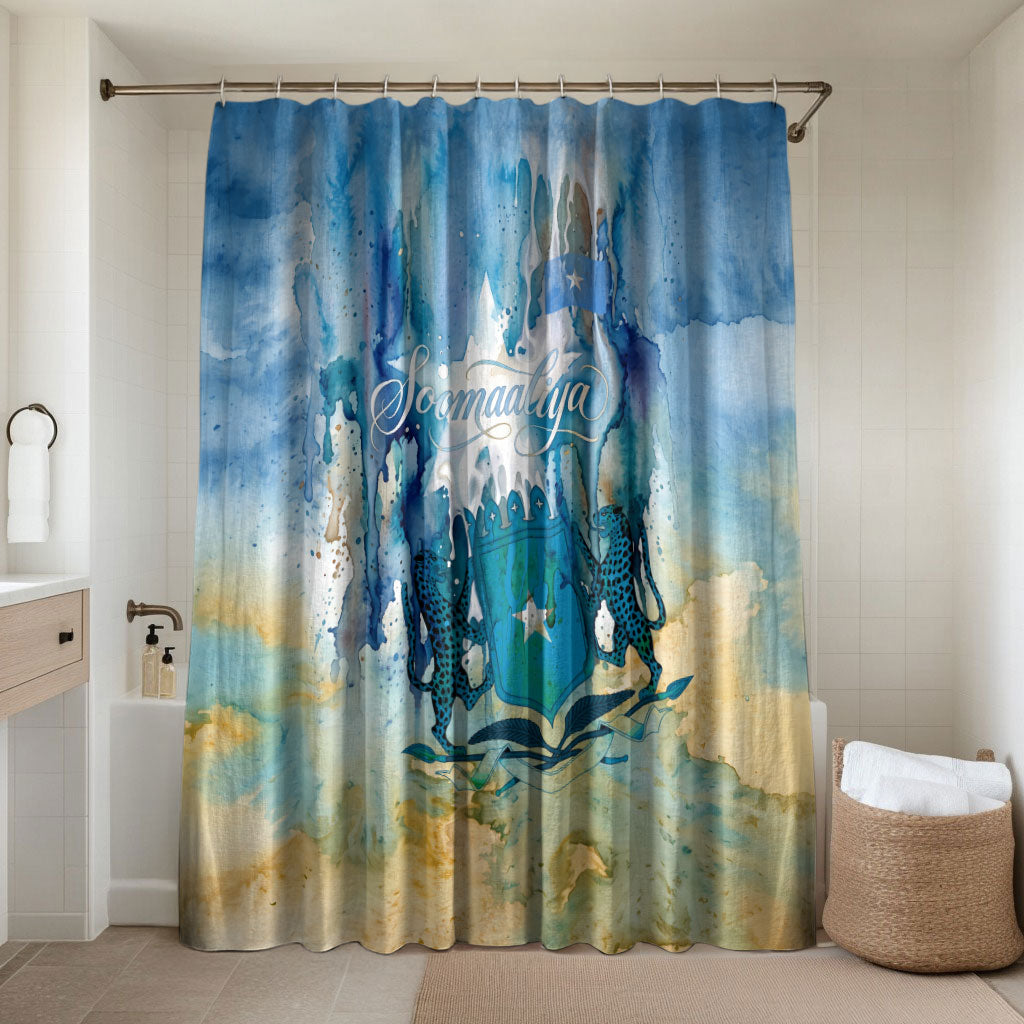 Somalia Liberation Unity Bathroom Set Soomaaliya Script Peace Dove Watercolor