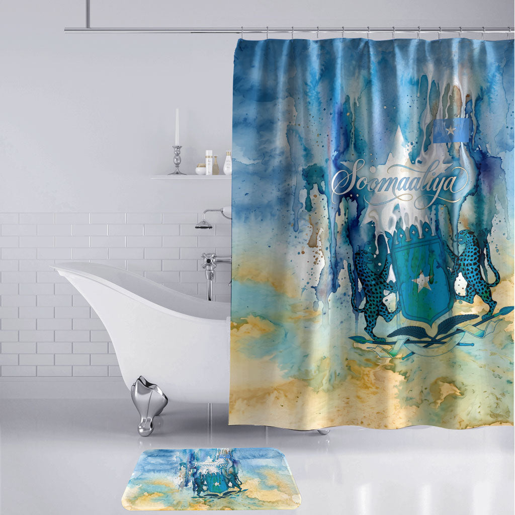 Somalia Liberation Unity Bathroom Set Soomaaliya Script Peace Dove Watercolor