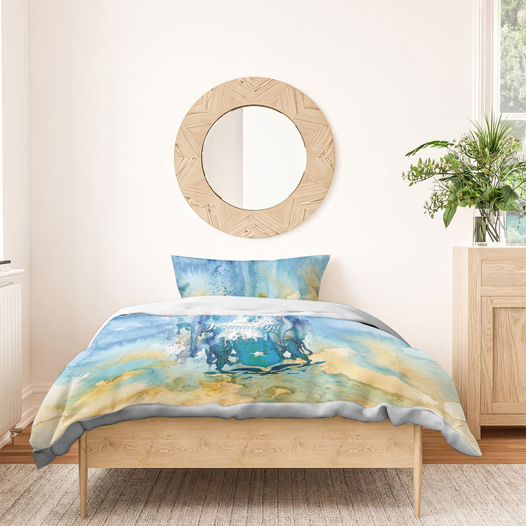 Somalia Liberation Unity Bedding Set Soomaaliya Script Peace Dove Watercolor
