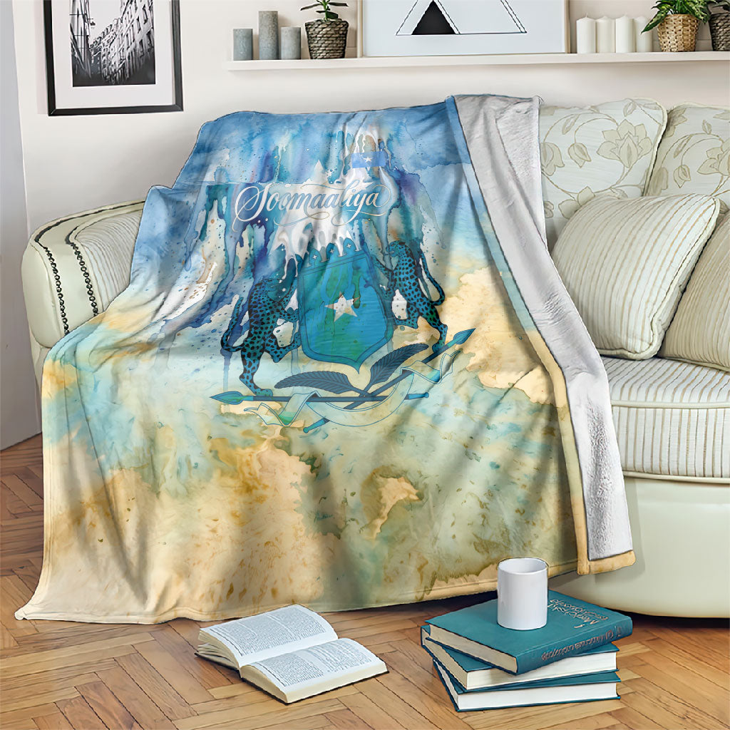 Somalia Liberation Unity Blanket Soomaaliya Script Peace Dove Watercolor