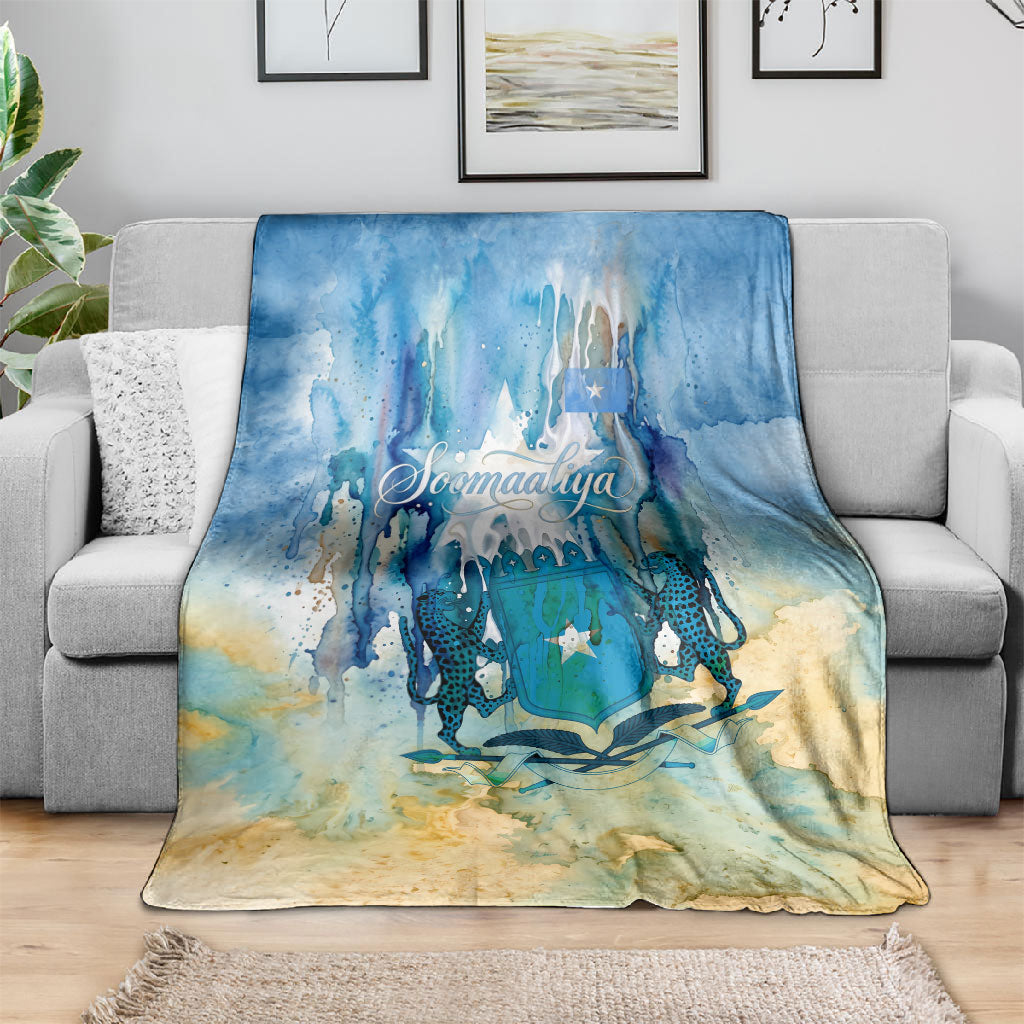 Somalia Liberation Unity Blanket Soomaaliya Script Peace Dove Watercolor
