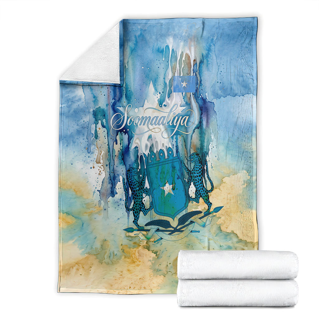Somalia Liberation Unity Blanket Soomaaliya Script Peace Dove Watercolor