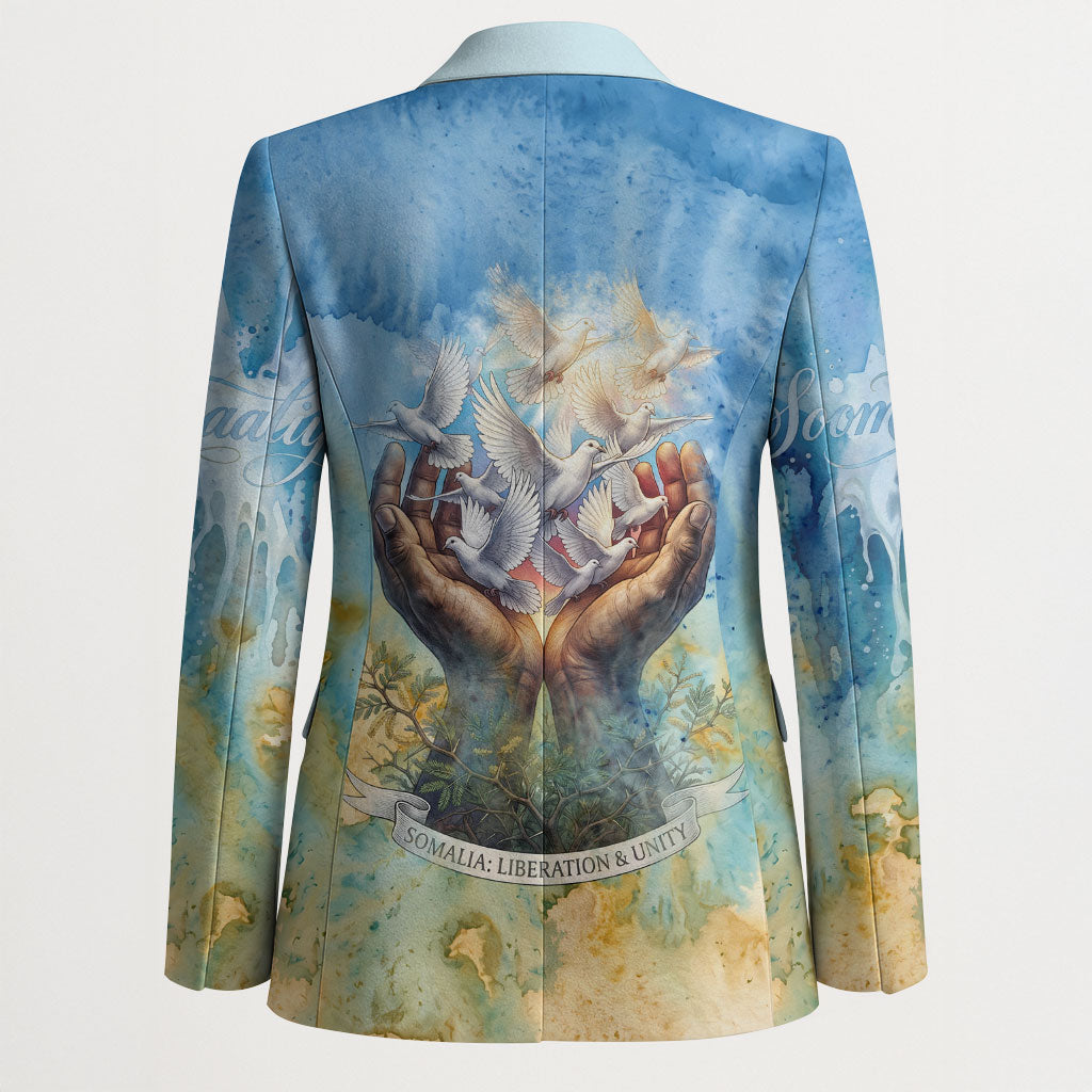 Somalia Liberation Unity Blazer Soomaaliya Script Peace Dove Watercolor
