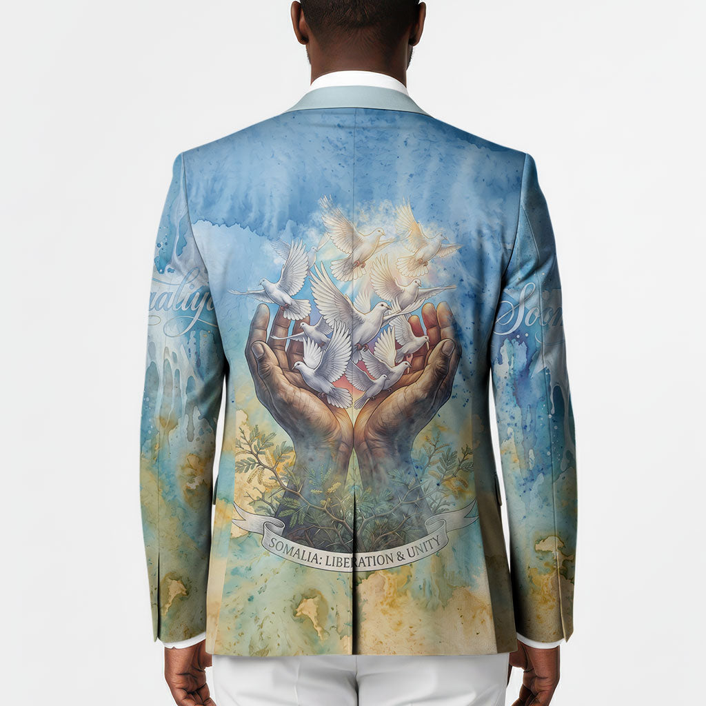 Somalia Liberation Unity Blazer Soomaaliya Script Peace Dove Watercolor