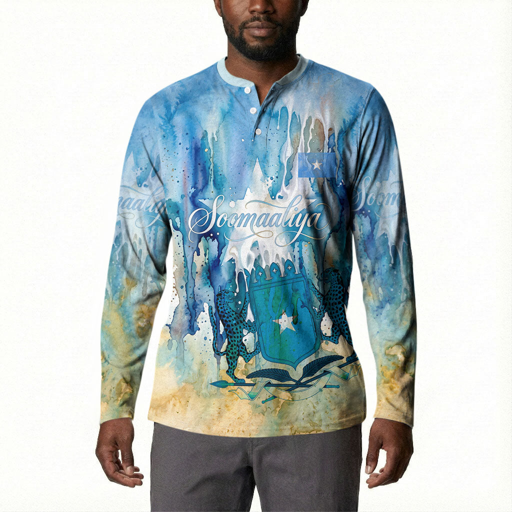 Somalia Liberation Unity Button Sweatshirt Soomaaliya Script Peace Dove Watercolor