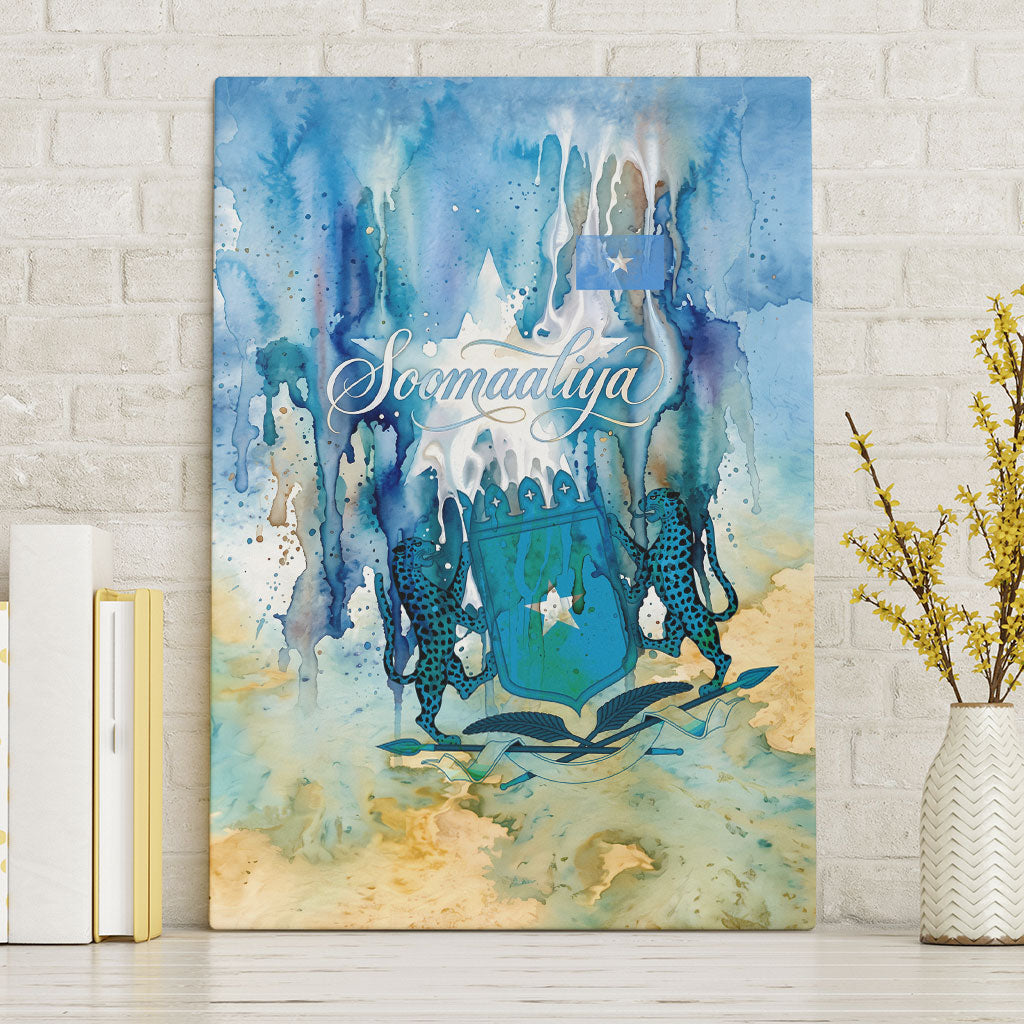 Somalia Liberation Unity Canvas Wall Art Soomaaliya Script Peace Dove Watercolor