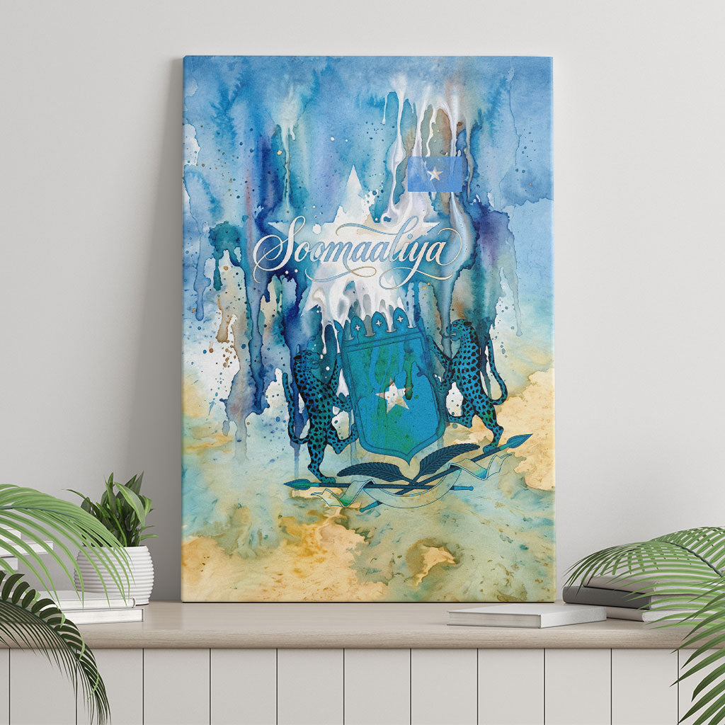 Somalia Liberation Unity Canvas Wall Art Soomaaliya Script Peace Dove Watercolor