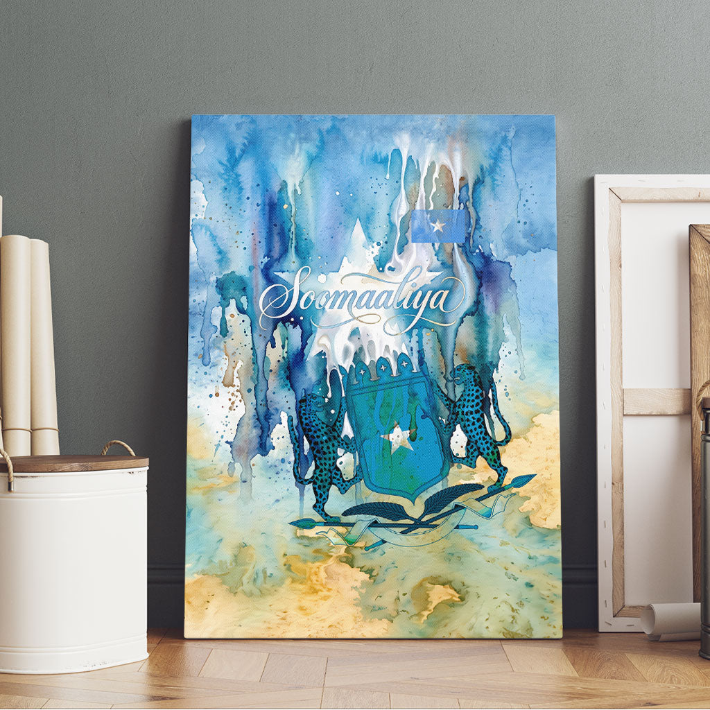 Somalia Liberation Unity Canvas Wall Art Soomaaliya Script Peace Dove Watercolor