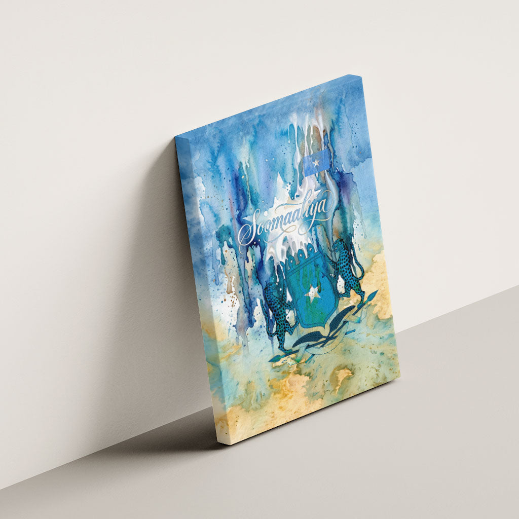 Somalia Liberation Unity Canvas Wall Art Soomaaliya Script Peace Dove Watercolor