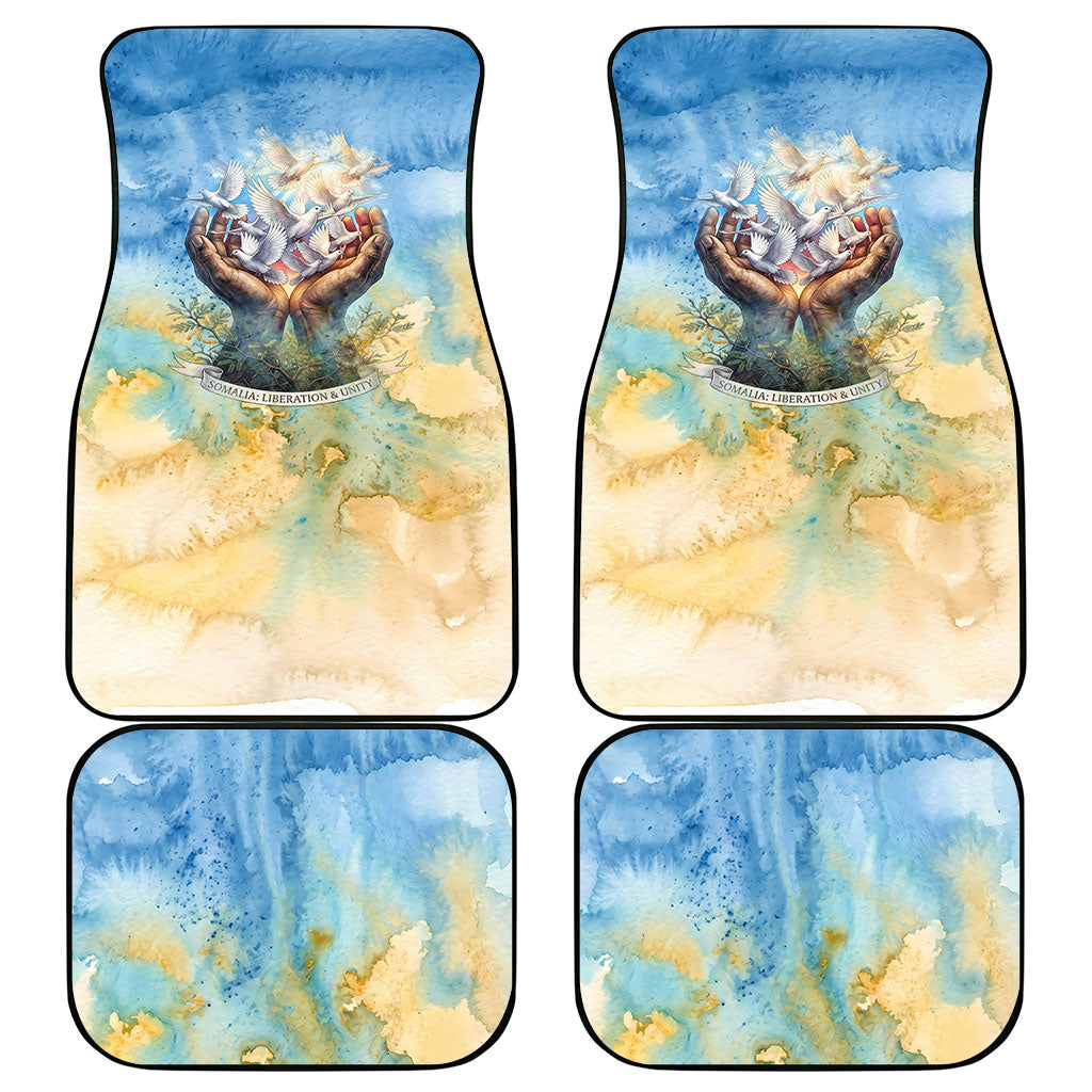 Somalia Liberation Unity Car Mats Soomaaliya Script Peace Dove Watercolor