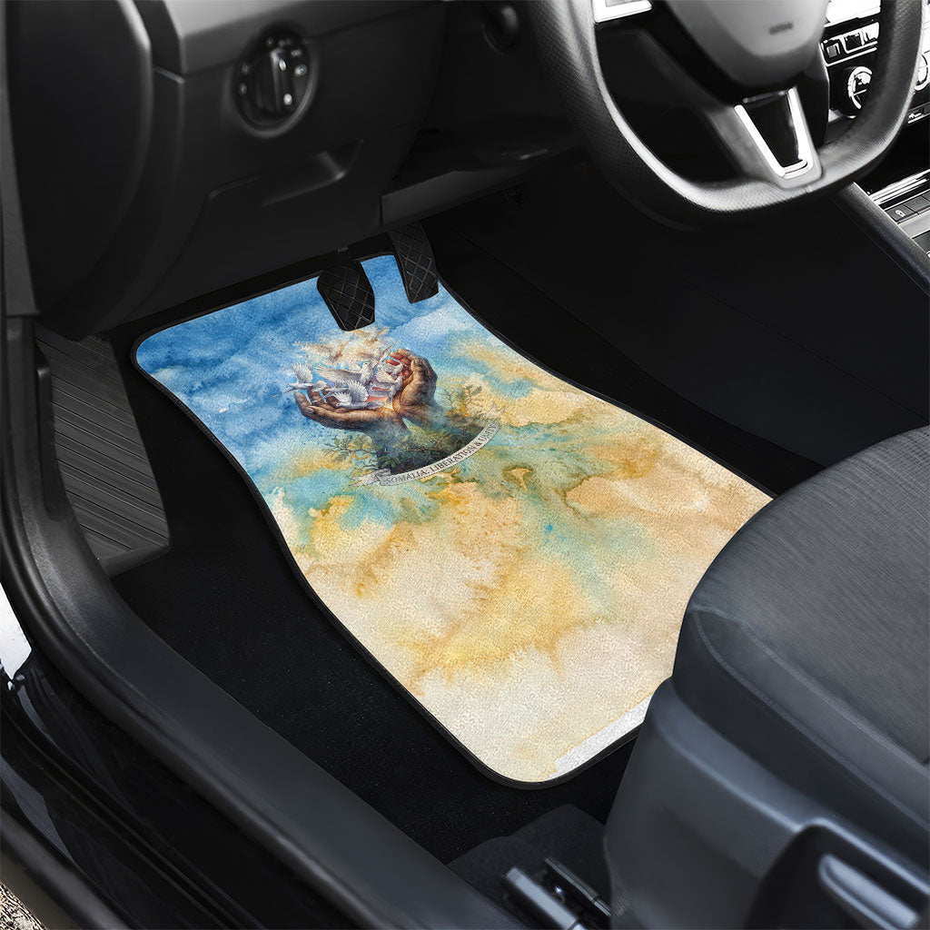 Somalia Liberation Unity Car Mats Soomaaliya Script Peace Dove Watercolor