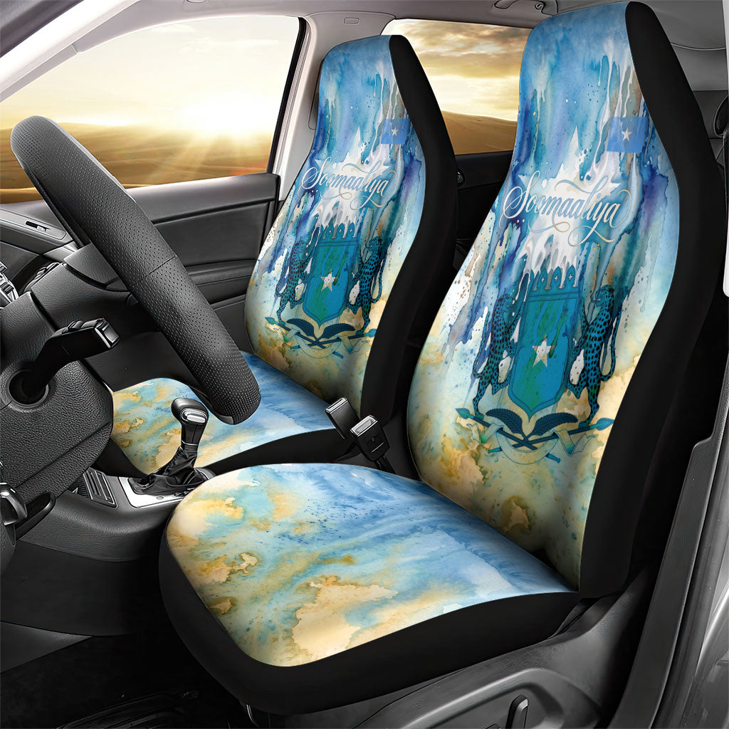 Somalia Liberation Unity Car Seat Cover Soomaaliya Script Peace Dove Watercolor