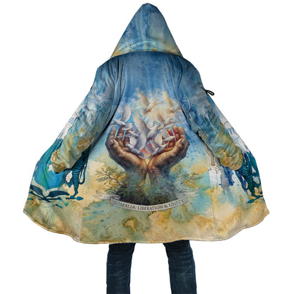 Somalia Liberation Unity Cloak Soomaaliya Script Peace Dove Watercolor