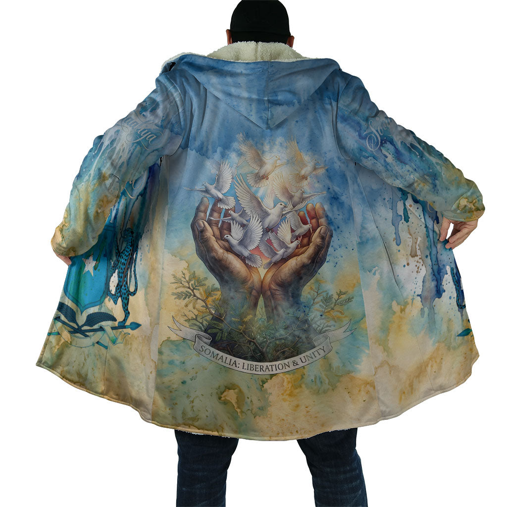 Somalia Liberation Unity Cloak Soomaaliya Script Peace Dove Watercolor