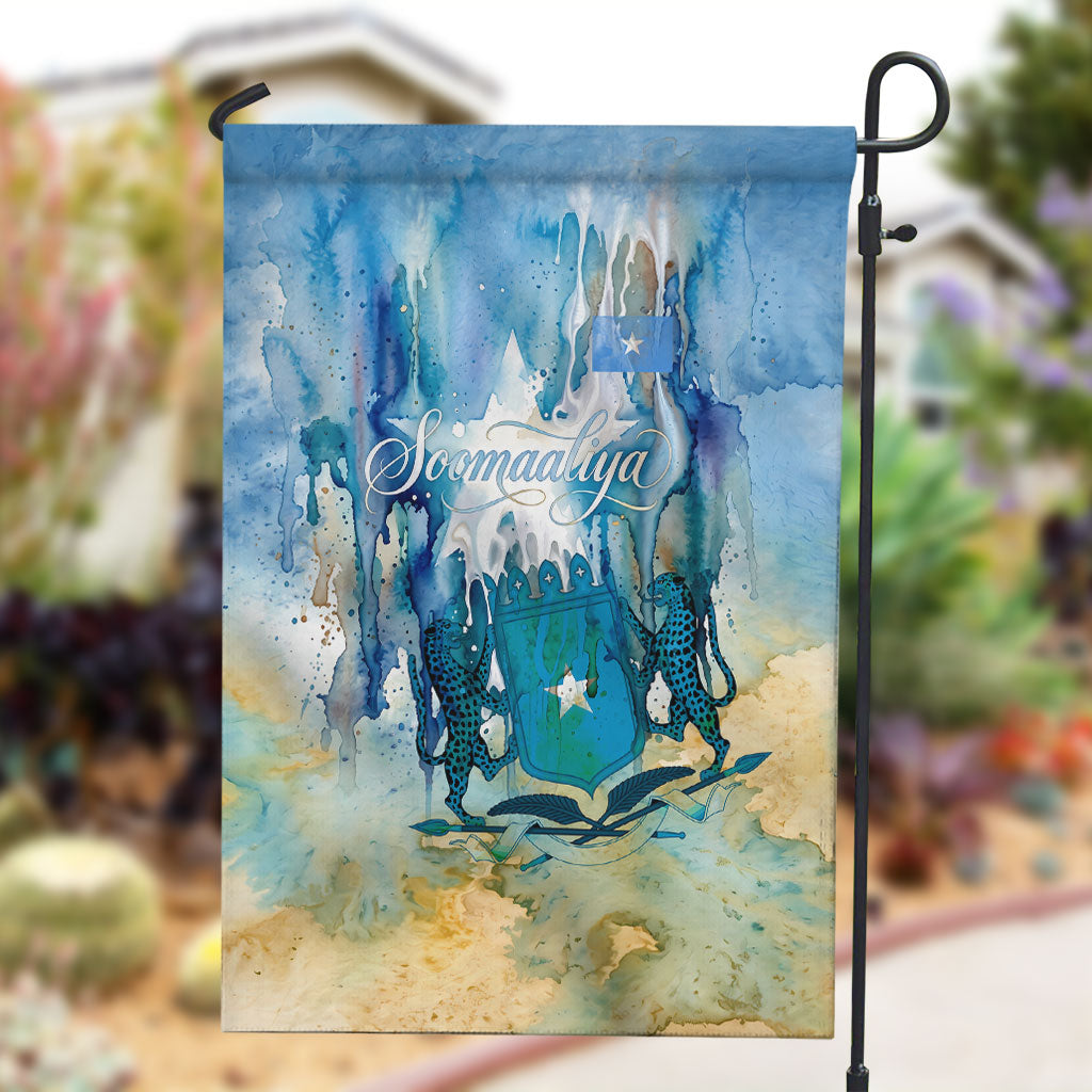 Somalia Liberation Unity Garden Flag Soomaaliya Script Peace Dove Watercolor