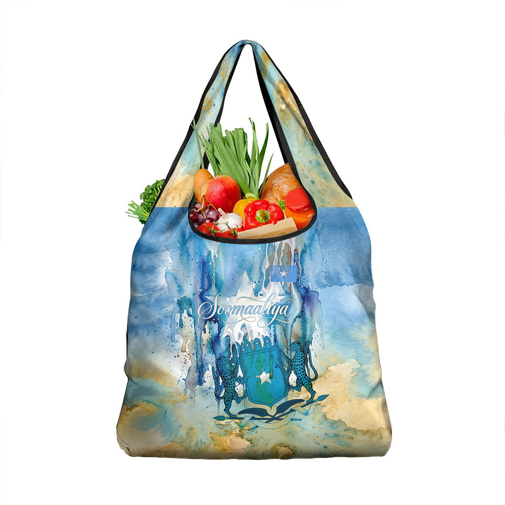 Somalia Liberation Unity Grocery Bag Soomaaliya Script Peace Dove Watercolor