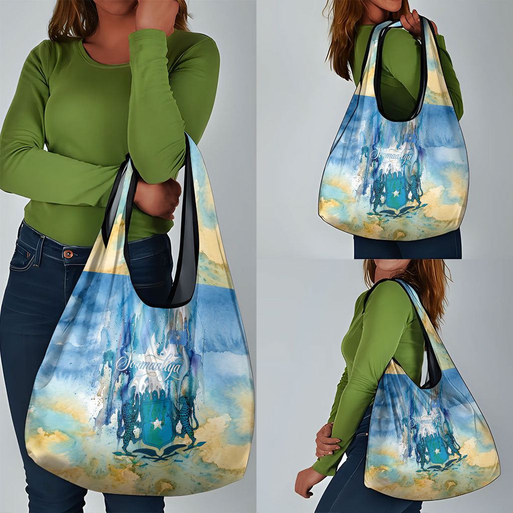 Somalia Liberation Unity Grocery Bag Soomaaliya Script Peace Dove Watercolor
