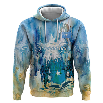 Somalia Liberation Unity Hoodie Soomaaliya Script Peace Dove Watercolor