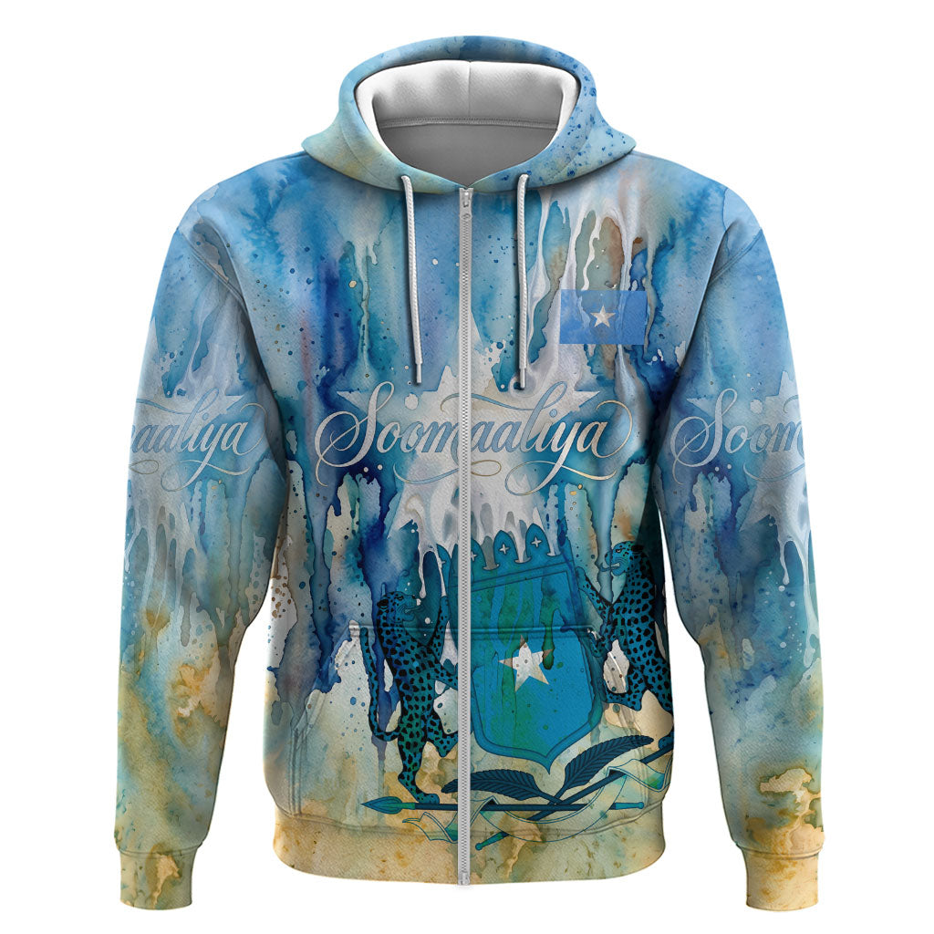 Somalia Liberation Unity Hoodie Soomaaliya Script Peace Dove Watercolor