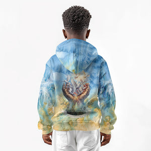 Somalia Liberation Unity Kid Hoodie Soomaaliya Script Peace Dove Watercolor