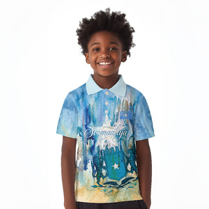 Somalia Liberation Unity Kid Polo Shirt Soomaaliya Script Peace Dove Watercolor