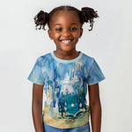 Somalia Liberation Unity Kid T shirt Soomaaliya Script Peace Dove Watercolor