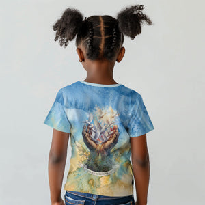 Somalia Liberation Unity Kid T shirt Soomaaliya Script Peace Dove Watercolor