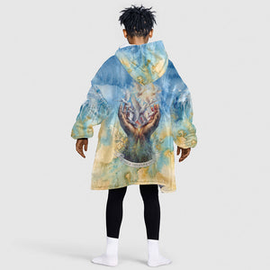 Somalia Liberation Unity Kid Wearable Blanket Hoodie Soomaaliya Script Peace Dove Watercolor