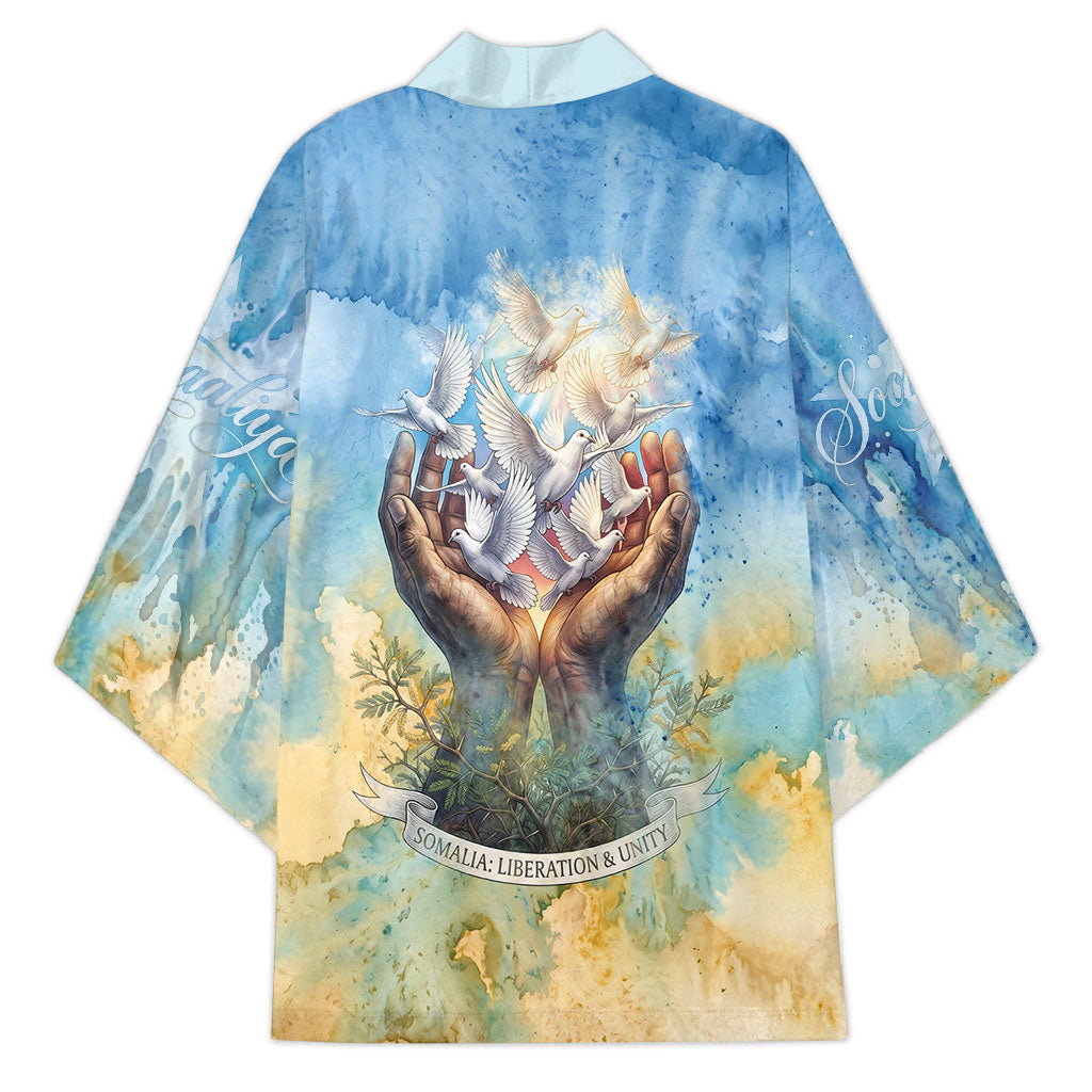 Somalia Liberation Unity Kimono Soomaaliya Script Peace Dove Watercolor