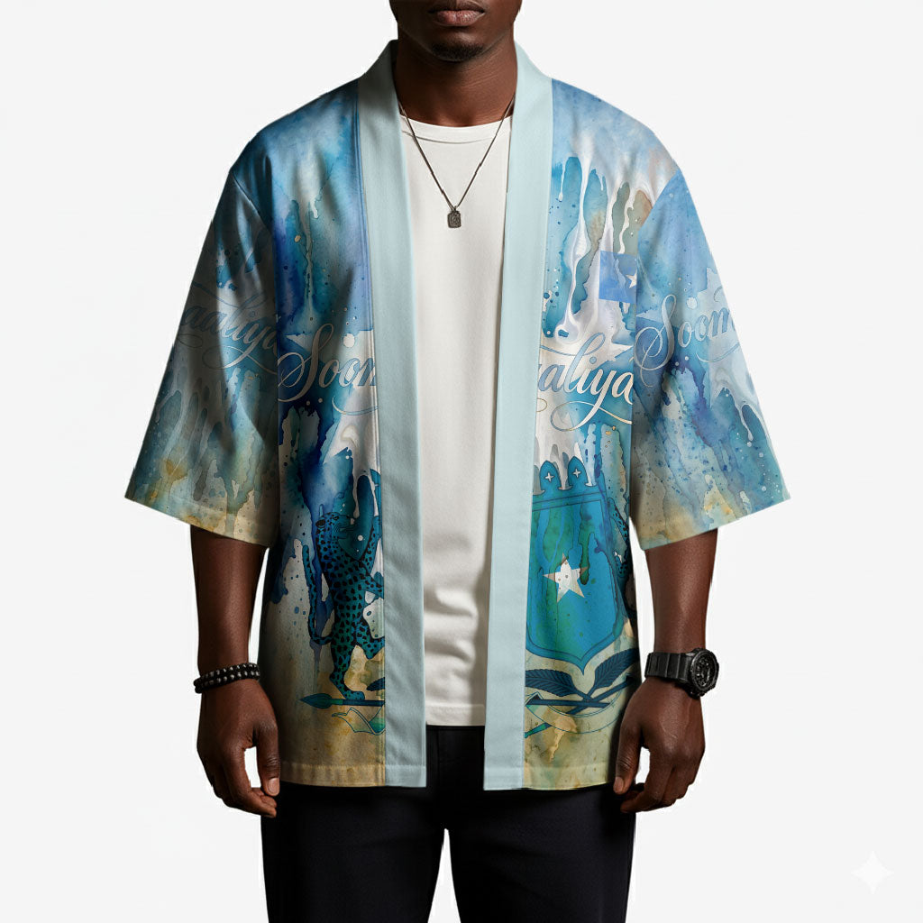 Somalia Liberation Unity Kimono Soomaaliya Script Peace Dove Watercolor