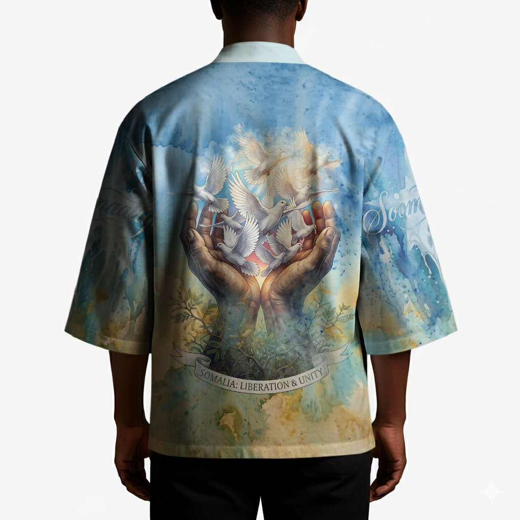 Somalia Liberation Unity Kimono Soomaaliya Script Peace Dove Watercolor