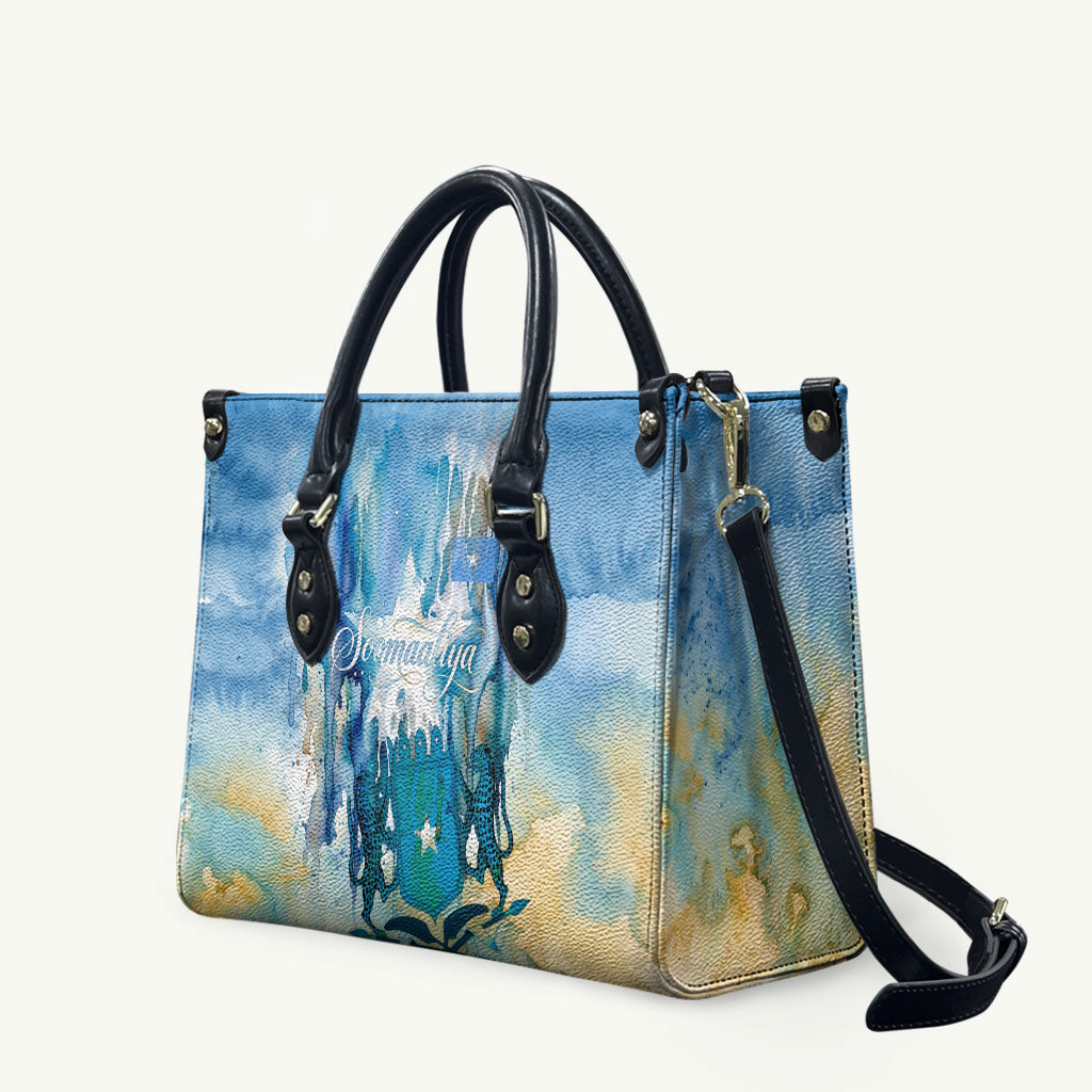 Somalia Liberation Unity Leather Bag Soomaaliya Script Peace Dove Watercolor