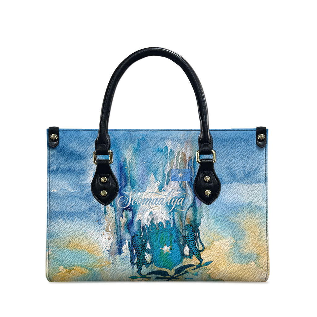 Somalia Liberation Unity Leather Bag Soomaaliya Script Peace Dove Watercolor