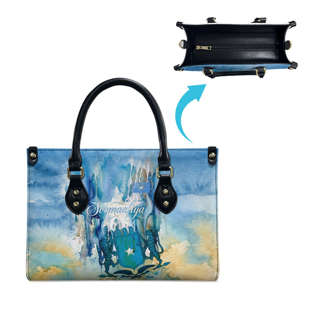 Somalia Liberation Unity Leather Bag Soomaaliya Script Peace Dove Watercolor