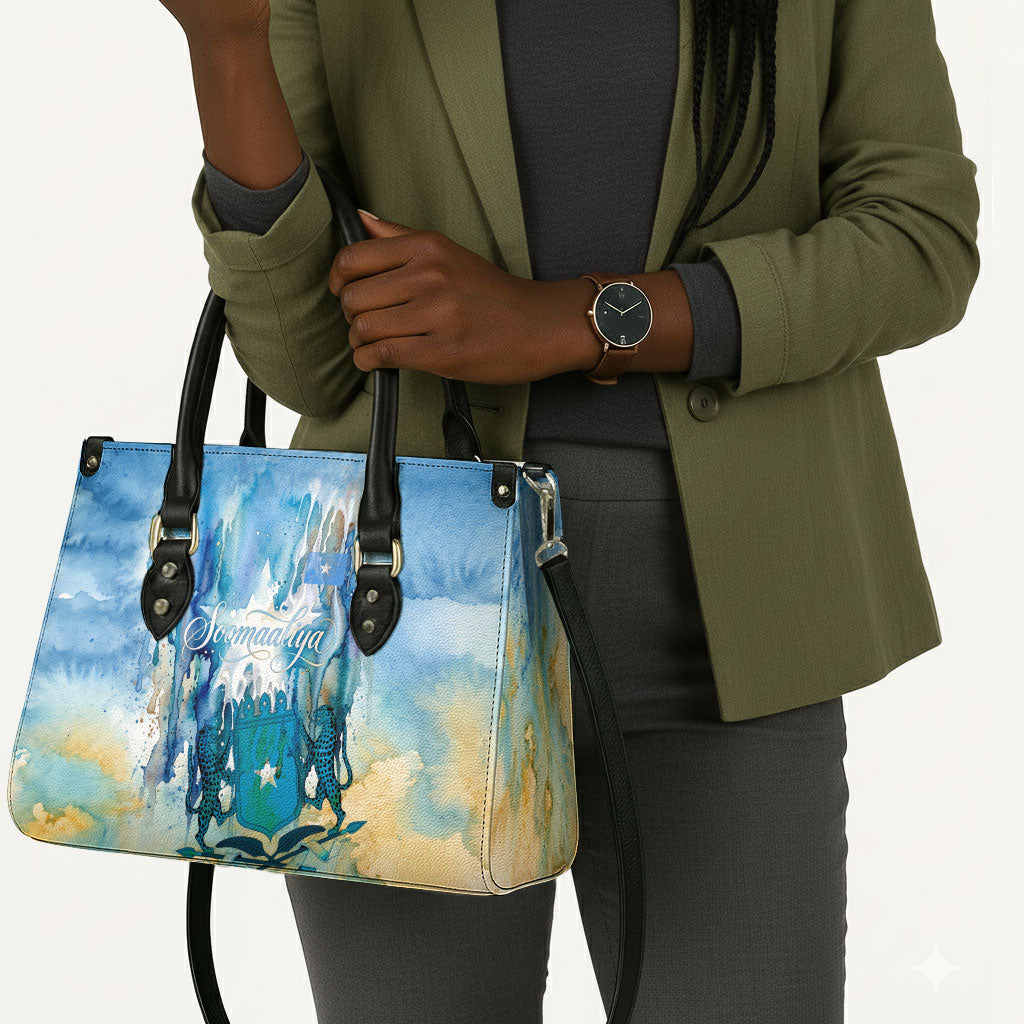 Somalia Liberation Unity Leather Bag Soomaaliya Script Peace Dove Watercolor