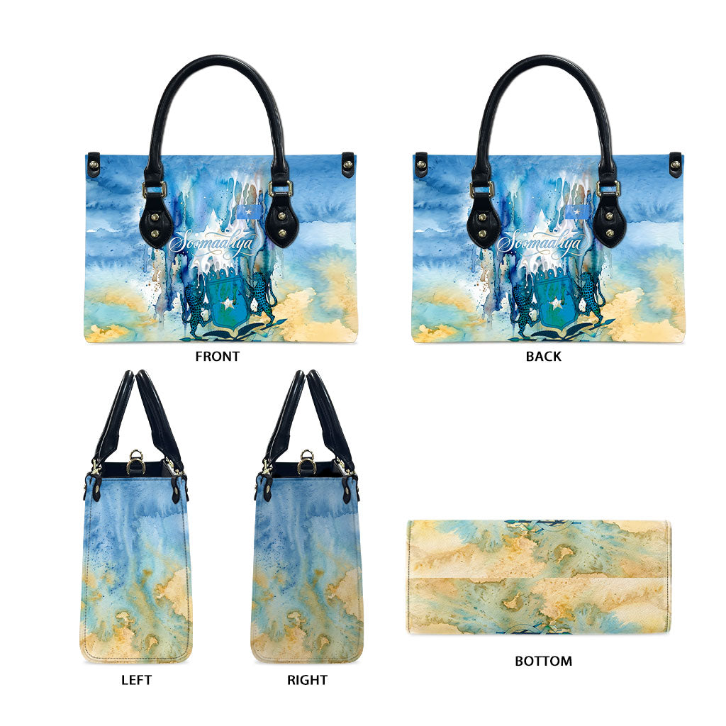 Somalia Liberation Unity Leather Bag Soomaaliya Script Peace Dove Watercolor