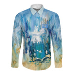 Somalia Liberation Unity Long Sleeve Button Shirt Soomaaliya Script Peace Dove Watercolor