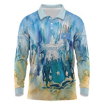 Somalia Liberation Unity Long Sleeve Polo Shirt Soomaaliya Script Peace Dove Watercolor