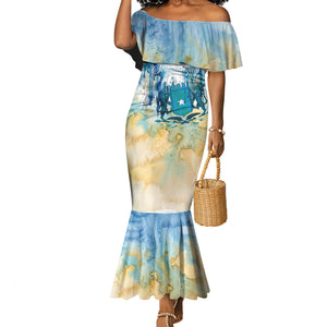 Somalia Liberation Unity Mermaid Dress Soomaaliya Script Peace Dove Watercolor
