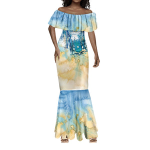 Somalia Liberation Unity Mermaid Dress Soomaaliya Script Peace Dove Watercolor