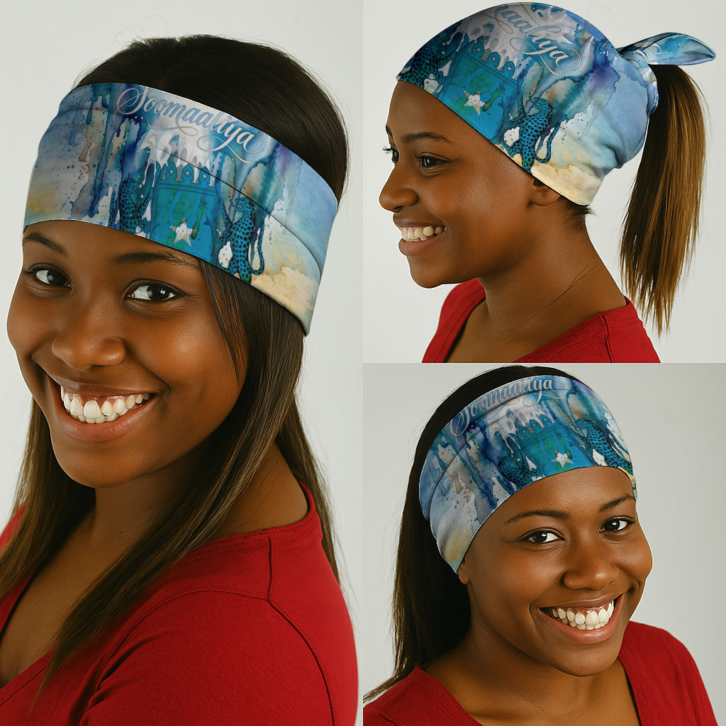 Somalia Liberation Unity Neck Gaiter Soomaaliya Script Peace Dove Watercolor