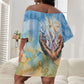Somalia Liberation Unity Off Shoulder Short Dress Soomaaliya Script Peace Dove Watercolor