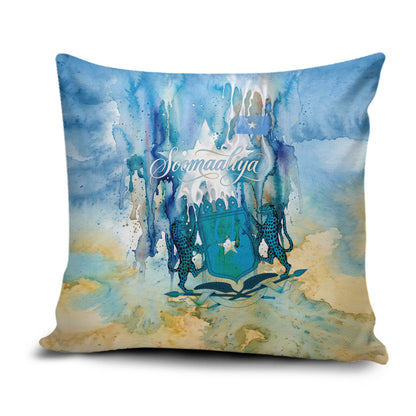 Somalia Liberation Unity Pillow Cover Soomaaliya Script Peace Dove Watercolor