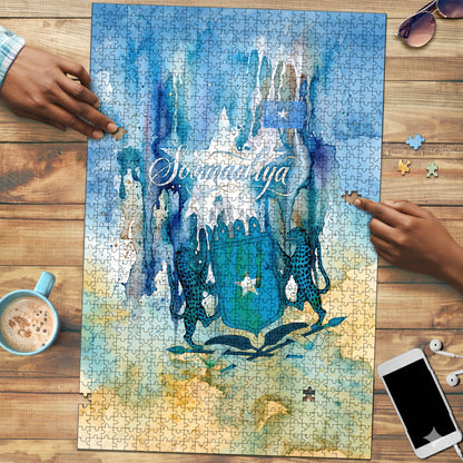 Somalia Liberation Unity Puzzle Soomaaliya Script Peace Dove Watercolor