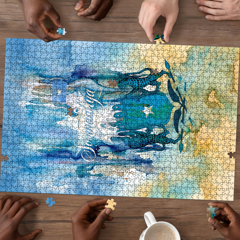 Somalia Liberation Unity Puzzle Soomaaliya Script Peace Dove Watercolor
